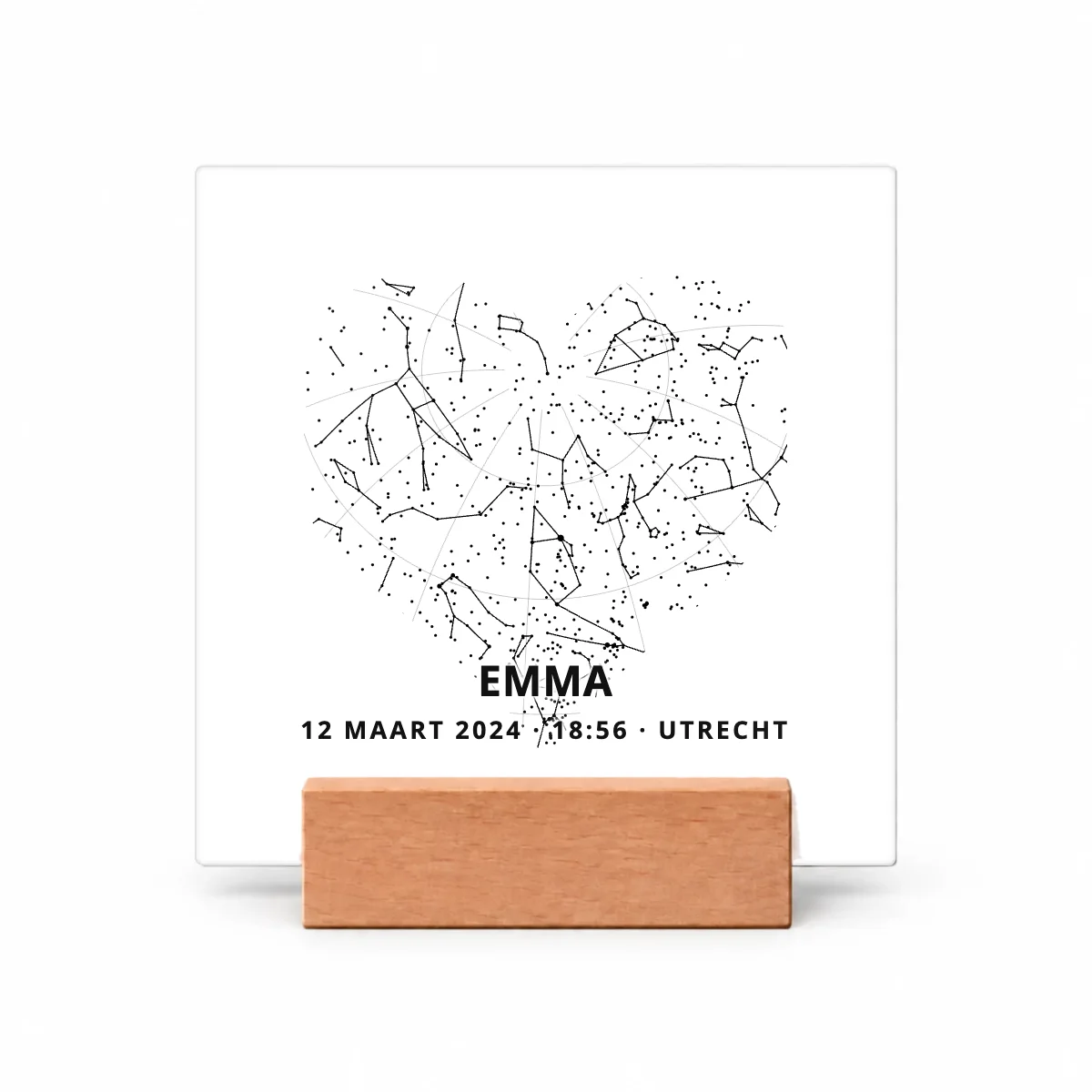 Sterrenhemel in een hart in zwart-wit op een tegeltje